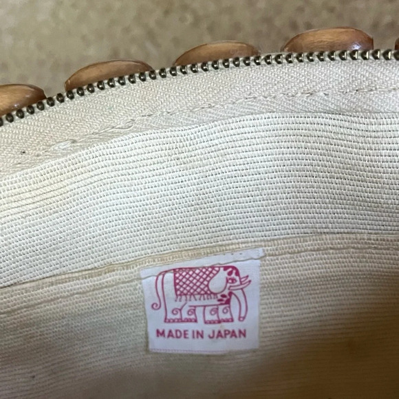 Vintage Small Tan Wooden Bead Japanese Purse - Made In Japan - GUC* (read) - Picture 8 of 11